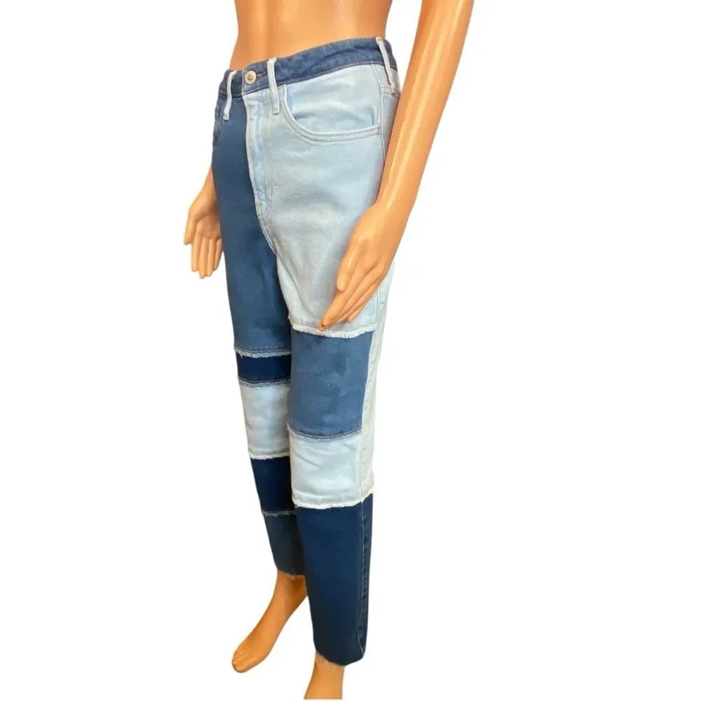 Hollister Patchwork Denim Jeans Juniors Size 3R Waist26 Length27 High Waist